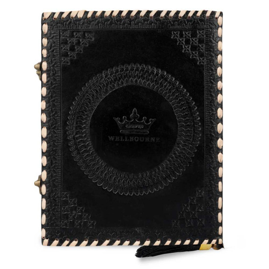 Leather Journal Notebook A5 with Embossed Double Dragon- Black