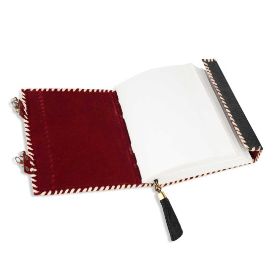 Leather Journal Notebook A5 with Embossed Double Dragon- Black