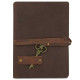 Buff Leather Journal A6 with Key with unlined Kraft Decal Paper