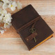 Buff Leather Journal A6 with Key with unlined Kraft Decal Paper