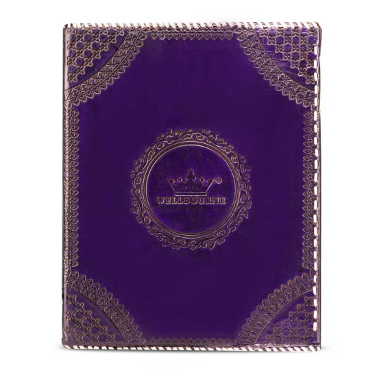 Embossed Wiccan Pentagram Star A3 Leather Journal Notebook- Purple