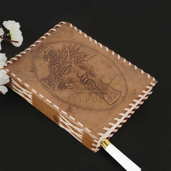 Leather Journal Notebook A5 Embossed Jesus Christ Handmade Diary- Antique