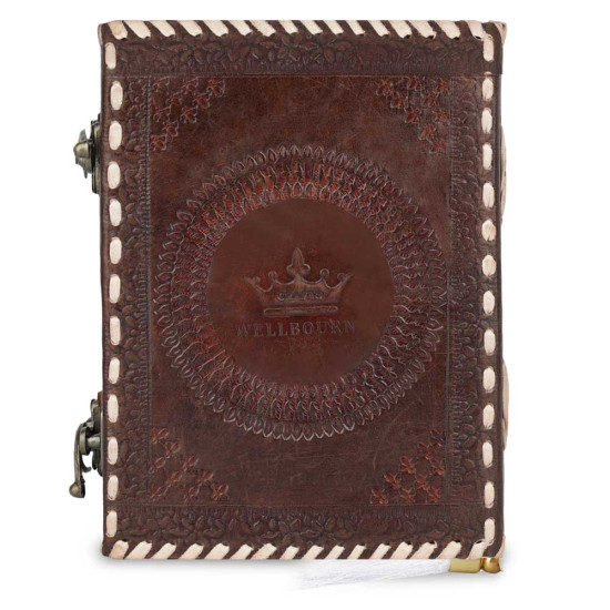 Leather Journal Notebook A5 with Embossed Moon Dragon Handmade Diary- Brown