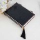 Leather Journal Notebook A5 with Embossed Moon Wolf- Black