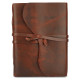 A6 Buff Leather Journal with Unlined Deckle Edge Paper- Brown