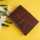 A6 Buff Leather Journal with Unlined Deckle Edge Paper- Brown