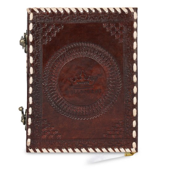Embossed Moon Dragon with Engraved Stone A6 Leather Journal Notebook- Brown (8x6inches) Embossed Moon Dragon with Engraved Stone A6 Leather Journal Notebook- Brown (8x6inches)