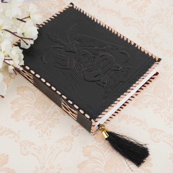 Embossed Sigil Baphomet A5 Leather Journal Notebook- Black