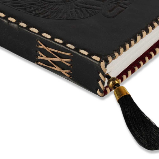 Embossed Sigil Baphomet A5 Leather Journal Notebook- Black