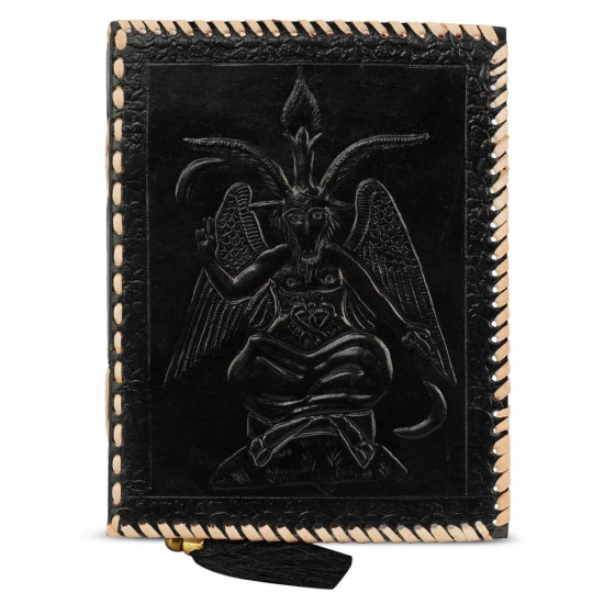Embossed Sigil Baphomet A5 Leather Journal Notebook- Black