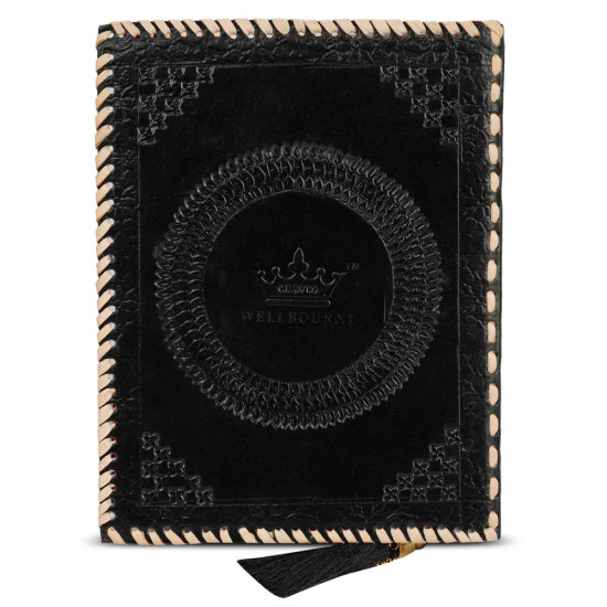 Embossed Sigil Baphomet A5 Leather Journal Notebook- Black
