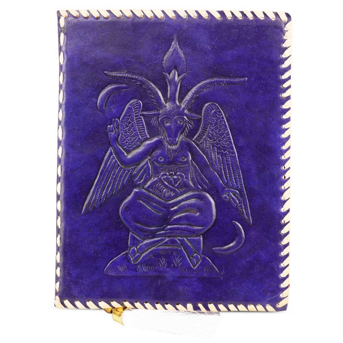 Embossed Sigil Baphomet A5 Leather Journal Notebook- Purple