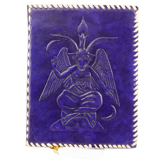 Embossed Sigil Baphomet A5 Leather Journal Notebook- Purple