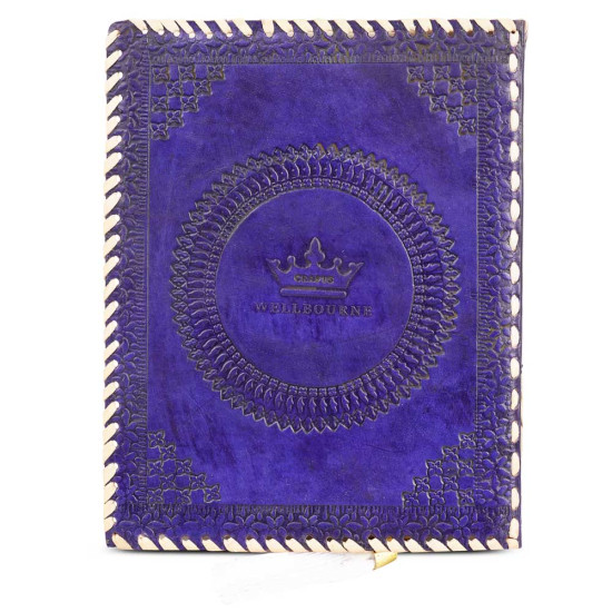 Embossed Sigil Baphomet A5 Leather Journal Notebook- Purple