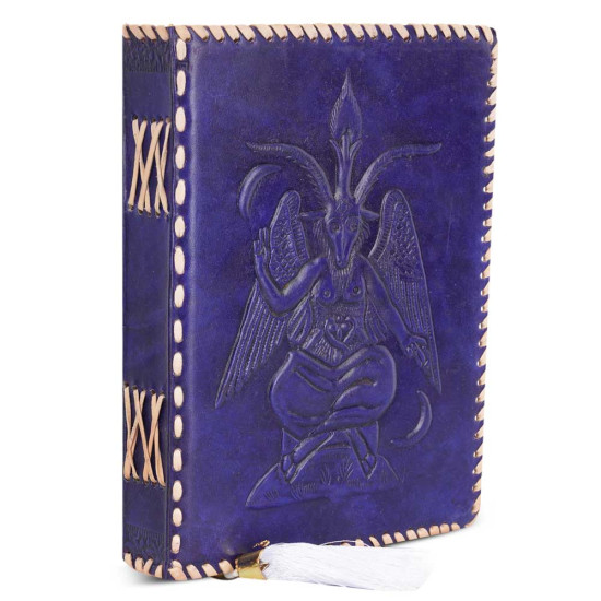 Embossed Sigil Baphomet A5 Leather Journal Notebook- Purple