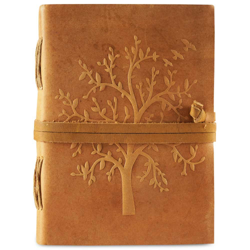 Engraved Tree Of Life A6 Handcrafted genuine buff leather journal