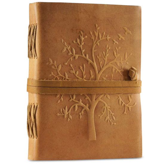 Engraved Tree Of Life A6 Handcrafted genuine buff leather journal