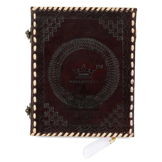 Leather Journal Notebook A5 Embossed Wiccan Pentagram Star Handmade Diary- Brown