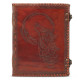 Leather Journal Notebook A5 with Embossed Moon Wolf- Brown