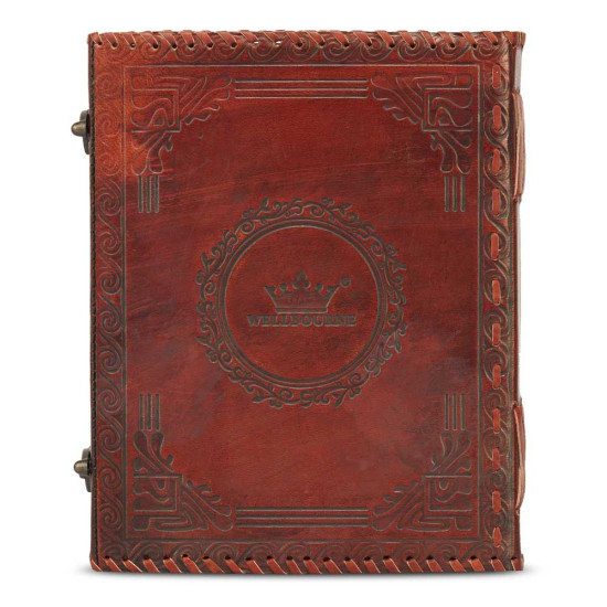 Leather Journal Notebook A5 with Embossed Moon Wolf- Brown