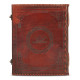 Leather Journal Notebook A5 with Embossed Moon Wolf- Brown