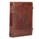 Leather Journal Notebook A5 with Embossed Moon Wolf- Brown