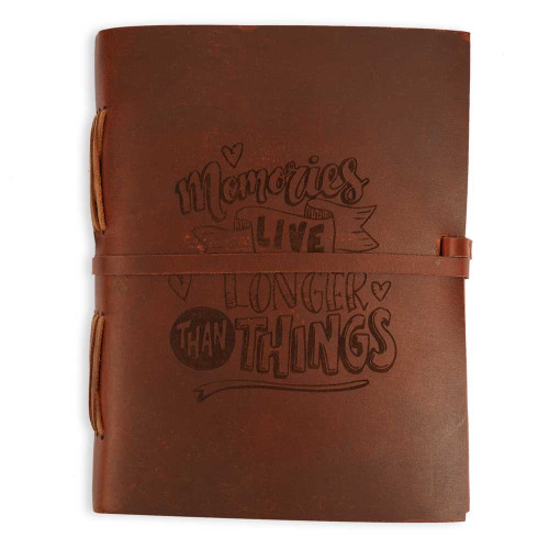 Leather Journal Engraved with Quote A6 Handcrafted Personal Travel Diary- Brown