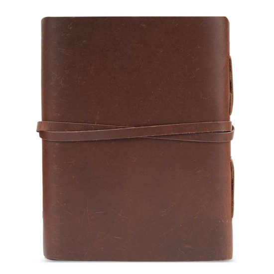 Leather Journal Engraved with Quote A6 Handcrafted Personal Travel Diary- Brown