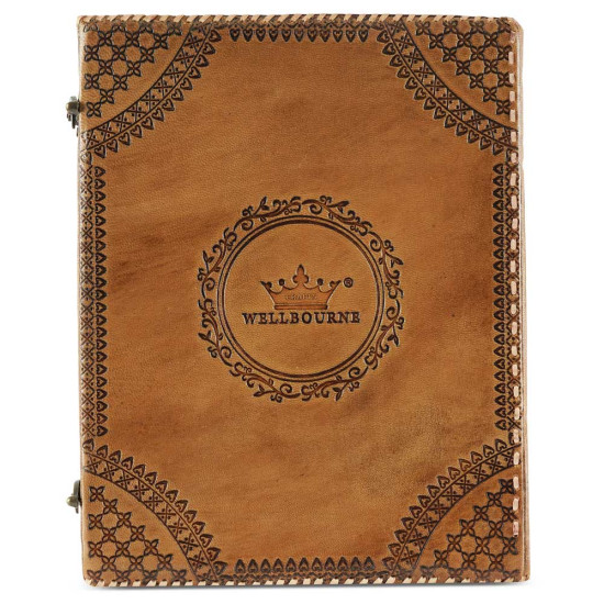 Leather Journal Notebook A5 Embossed Wiccan Pentagram Star Handmade Diary- Antique