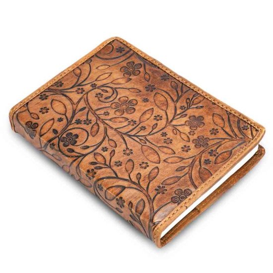 Thar Artefacts Refillable Floral Antique Leather Journal - A6