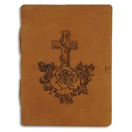  Engraved Celtic Rose with Cross A6 Handcrafted genuine buff leather journal 