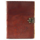 Embossed Compass A6 Leather Journal with Unlined Decal Pages- Brown