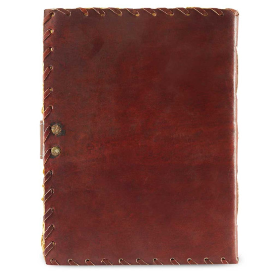 Embossed Compass A6 Leather Journal with Unlined Decal Pages- Brown
