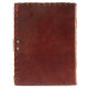 Embossed Compass A6 Leather Journal with Unlined Decal Pages- Brown