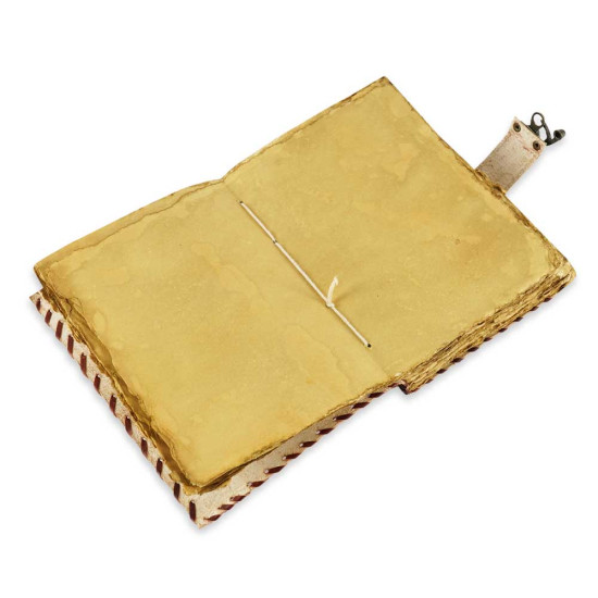 Embossed Compass A6 Leather Journal with Unlined Decal Pages- Brown