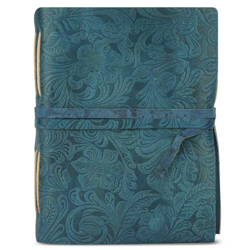 Embossed Russian Design Leather Journal with Decal Pages-Blue
