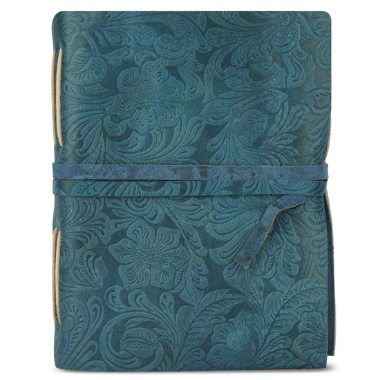 Embossed Russian Design Leather Journal with Decal Pages-Blue