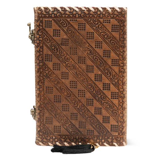  Embossed 7 Stone Chakra Handmade Leather Journal Notebook- Brown