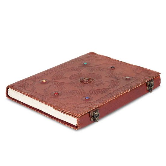  Embossed 7 Stone A3 Leather Journal Notebook- Brown
