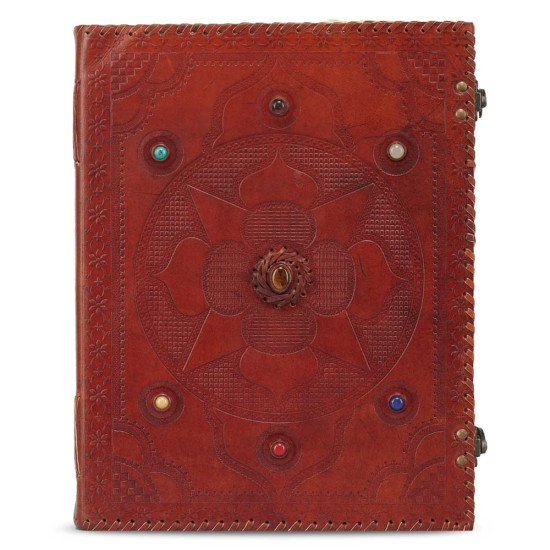  Embossed 7 Stone A3 Leather Journal Notebook- Brown