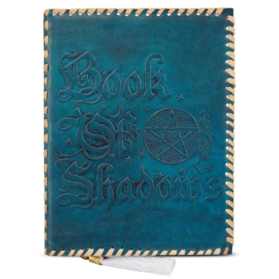 Embossed Book of Shadows A5 Handmade Leather Journal Notebook- Turquoise 