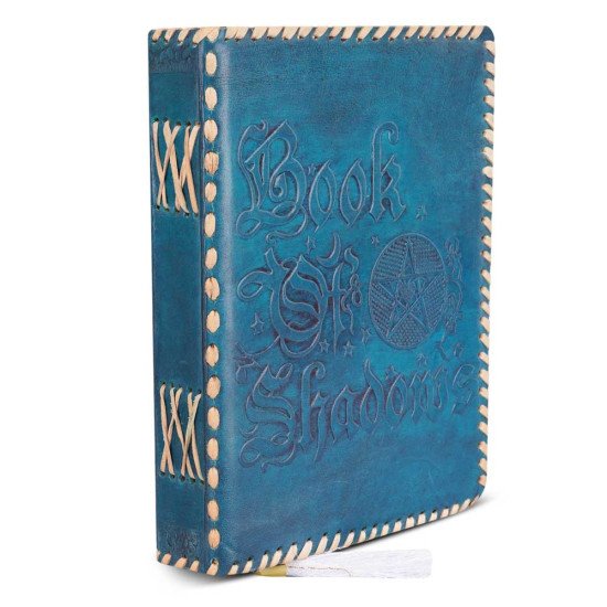 Embossed Book of Shadows A5 Handmade Leather Journal Notebook- Turquoise Embossed Book of Shadows A5 Handmade Leather Journal Notebook- Turquoise