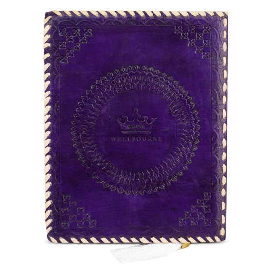 Embossed A5 Egyptian Goddess Isis Leather Journal Notebook with unlined pages- Purple (9x7 inch)