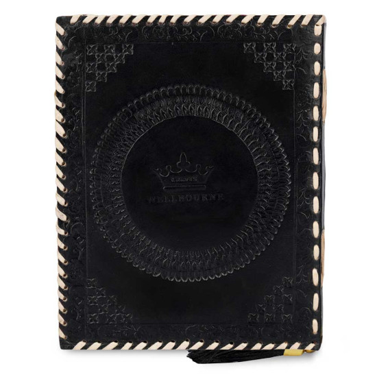 Embossed Goddess Isis Handmade A5 Leather Journal Notebook - Black