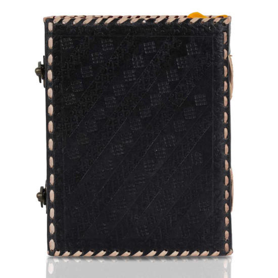 Embossed A5 Moon Dragon Leather Journal Notebook- Black