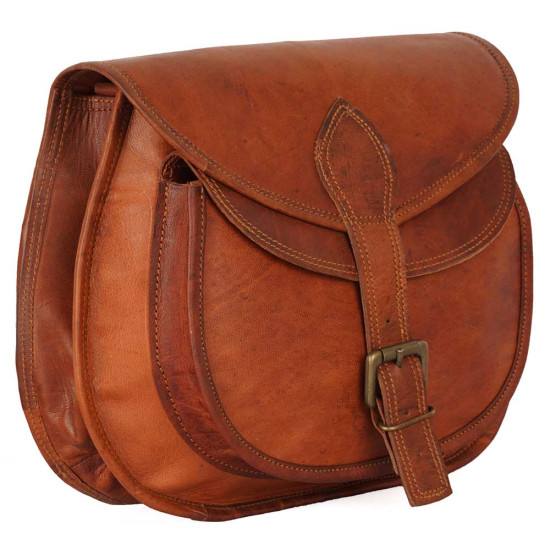 Leather Crossbody Tote Women Bag with Adjustable Leather straps - 11"