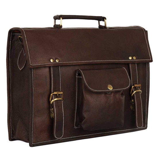 Thar Artefacts 15inch Buff Leather Laptop Bag Office Bussiness Messenger Travel Bag