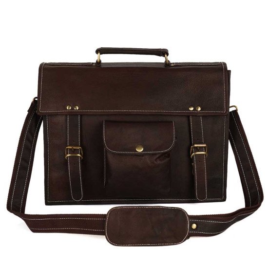 Thar Artefacts 15inch Buff Leather Laptop Bag Office Bussiness Messenger Travel Bag