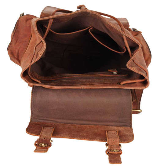 Thar Artefacts Retro Style 18inch Buff Leather Backpack Casual Unisex Daypack for Travel College Trekking