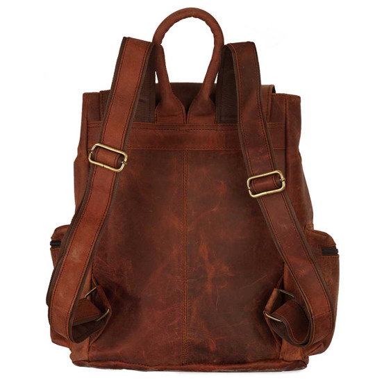Thar Artefacts Retro Style 18inch Buff Leather Backpack Casual Unisex Daypack for Travel College Trekking